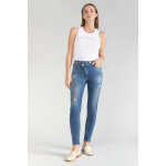 Jeans skinny taille haute power, 7 / 8me bleu en coton cate