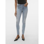 Jean skinny taille moyenne bleu clair en coton