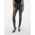 Jean skinny taille moyenne gris en coton