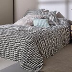 Jeté de canapé coton tissé jacquard morgans - noir Jeté de canapé coton tissé jacquard morgans - noir