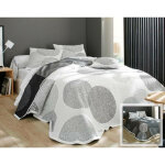 Jeté de lit bulles tissé jacquard - pois gris perle Jeté de lit bulles tissé jacquard - pois gris perle