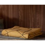 Jet� de lit en microfibre calisson jaune moutarde