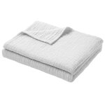 Jet de lit effet dlav double gaze de coton cl. wells - blanc