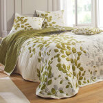 Jet� de lit jacquard motif v�g�tal fanny - vert