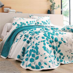 Jet� de lit jacquard motif v�g�tal fanny - turquoise