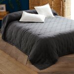 Jeté de lit matelassé celeste gris anthracite Jeté de lit matelassé celeste gris anthracite