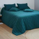 Jet de lit matelass celeste vert meraude