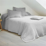 Jeté de lit tissé en coton jacquard floqué cl. ladri - gris perle Jeté de lit tissé en coton jacquard floqué cl. ladri - gris perle