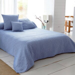 Jet�e de lit en coton tiss� jacquard cl. ladri - bleu