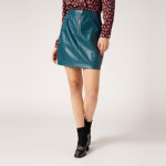 Jupe courte droite en simili bleu