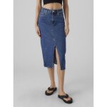 Jupe en denim braguette zippe taille haute bleu dot
