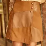 Jupe flavy camel en cuir