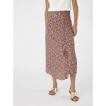 Jupe imprime dtail coulisse marron en viscose
