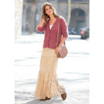 Jupe longue broderie femme - beige Jupe longue broderie femme - beige