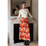 Jupe longue imprime coquelicat - clotilde rouge en viscose