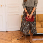 Jupe longue imprime jungle amy gris en viscose