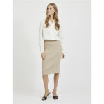 Jupe longue en maille taille haute marron clair