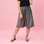 Jupe longue plisse taille lastique femme - gris