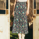 Jupe mi - longue boutonne caly rdition bleu en viscose