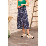 Jupe midi dimora bleu marine en viscose