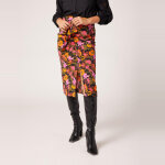 Jupe midi imprim�e orange en viscose