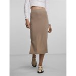 Jupe midi en maille marron