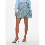 Jupe portefeuille imprim all over cache - c?ur, volants longueur mini bleu ora