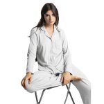Kate - haut de pyjama manches longues gris en coton