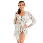 Kimono - ukulele bleu pomm poire en viscose