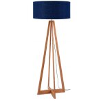 Lampadaire abat - jour bleu jean en bois everest