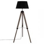 Lampadaire trepied en bois de pin et tissu h145 noir noor
