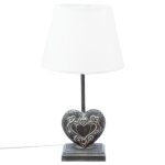 Lampe bois coeur h49 cm gris Lampe bois coeur h49 cm gris