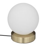 Lampe boule dris, verre et mtal, blanc, h16 cm