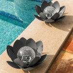 Lanterne solaire nenuphar en m�tal glimmer gris