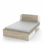 Lit avec 2 niches et 2 tiroirs life chêne blanc mat Lit avec 2 niches et 2 tiroirs life chêne blanc mat