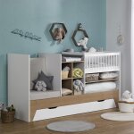 Lit bb volutif combin blanc & bois ecrin