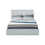 Lit coffre + sommier velours argent dreamy 160cm