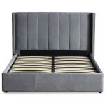 Lit double magorial avec sommier relevable 160x200cm velours gris