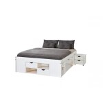 Lit en pin massif avec espaces de rangement mobiles blanc 160x200 kolo Lit en pin massif avec espaces de rangement mobiles blanc 160x200 kolo