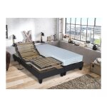 Lit relaxation 100% latex 5 zones + sommier tissu gris déco lattes flexibles avec réglage fermeté au ... Lit relaxation 100% latex 5 zones + sommier tissu gris déco lattes flexibles avec réglage fermeté au ...