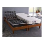 Lit relaxation matelas 100% latex 5 zones + sommier merisier tous plots avec rglage fermet au niveau ...