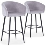 Lot de 2 chaises de bar bobby velours argent