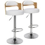 Lot de 2 chaises de bar chne clair & simili blanc capri