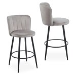 Lot de 2 chaises de bar au dossier incurv philippa velours taupe gris