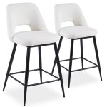 Lot de 2 chaises de bar ecuador mtal noir et tissu bouclette crme