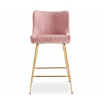 Lot de 2 chaises de bar en velours rose pieds or Lot de 2 chaises de bar en velours rose pieds or