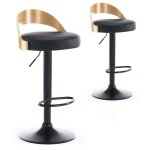 Lot de 2 chaises de bar yoggi bois chne clair et simili noir