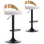 Lot de 2 chaises de bar yoggi bois chêne clair et tissu bouclette crème Lot de 2 chaises de bar yoggi bois chêne clair et tissu bouclette crème