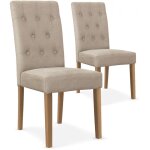 Lot de 2 chaises capitonnée tissu beige costa Lot de 2 chaises capitonnée tissu beige costa