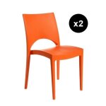 Lot de 2 chaises design orange venise Lot de 2 chaises design orange venise